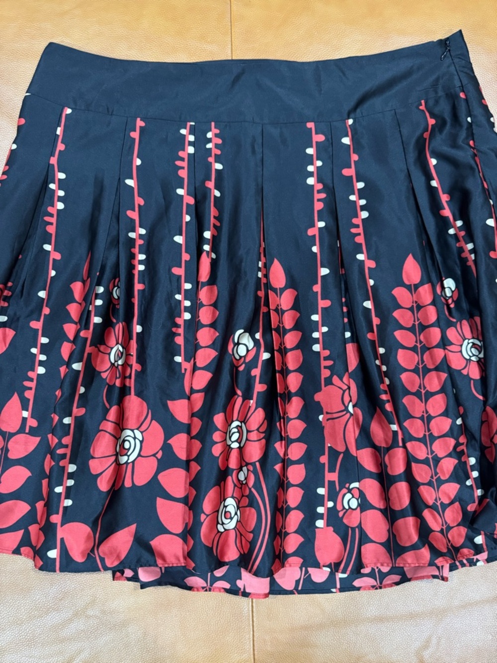 Mossimo Supply Co. Navy Midi Skirt with Pink Floral Stripe Print - Picture 3 of 6